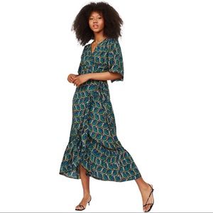 Silk and Salt JOURNEY MAXI WRAP DRESS AFRICAN PEACOCK